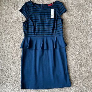 ELLE Cap Sleeve Dress Dark Blue with Black Stripe Size L